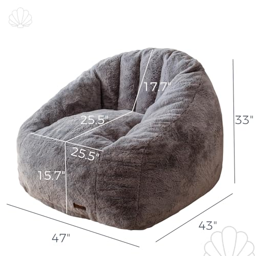 Oversized Faux Fur Bean Bag Chair Stuffed Lounge Sofa for Adults & Kids Perfect for Gaming Reading & Relaxing