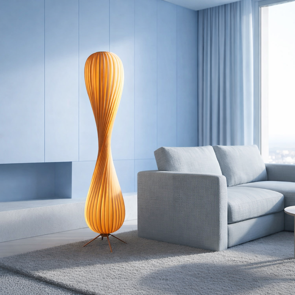 Modern Sculptural Twist Floor Lamp – Warm Ambient LED Standing Lamp for Living Room & Bedroom