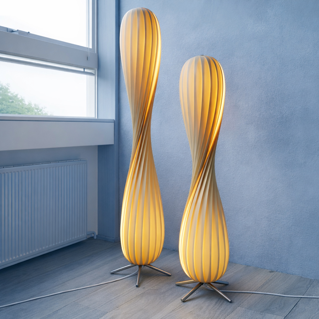 Sculptural Twist Floor Lamp with Warm Ambient LED Glow for Bedroom & Living Room