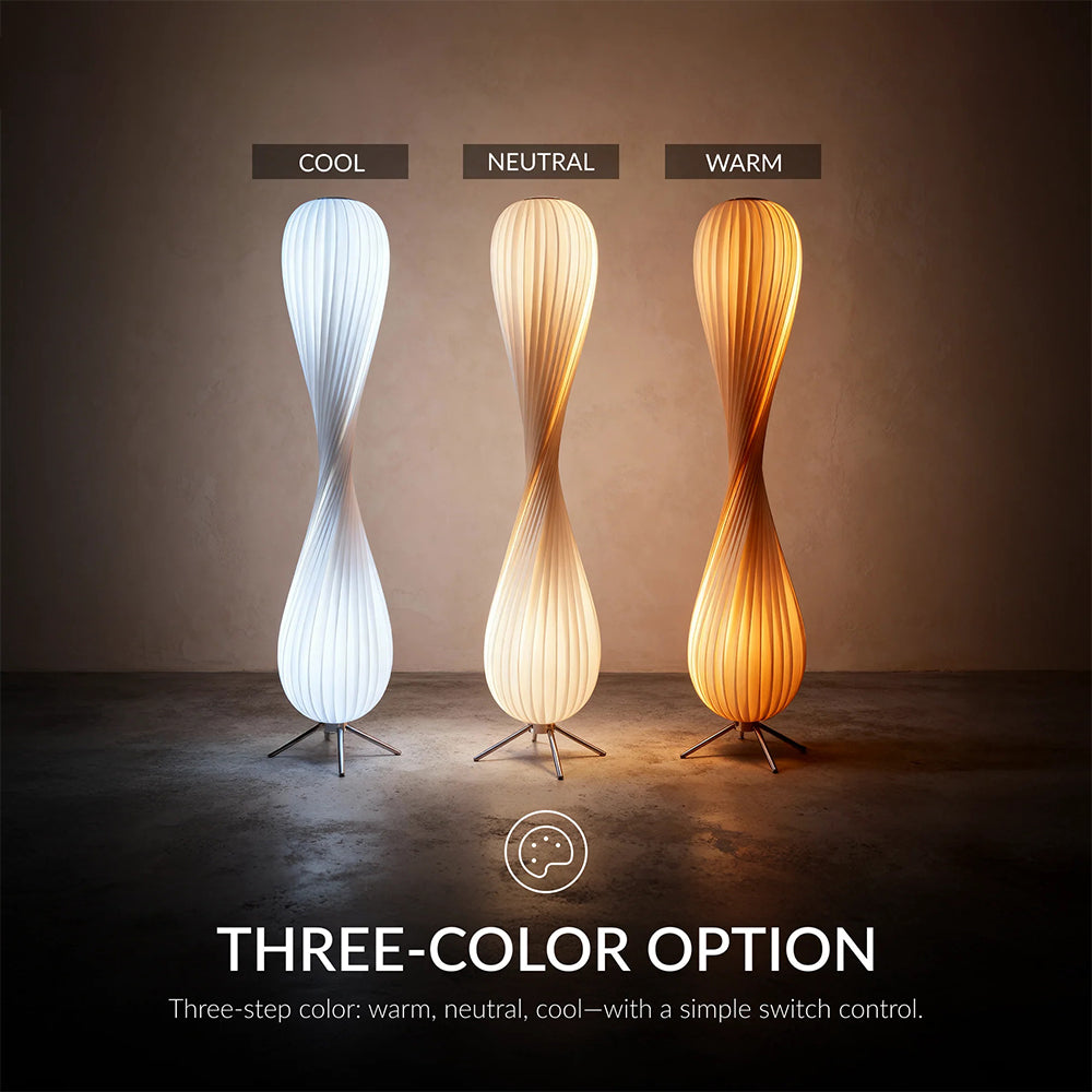 Wooden Floor Lamp Sculptural Dimmable LED Floor Light