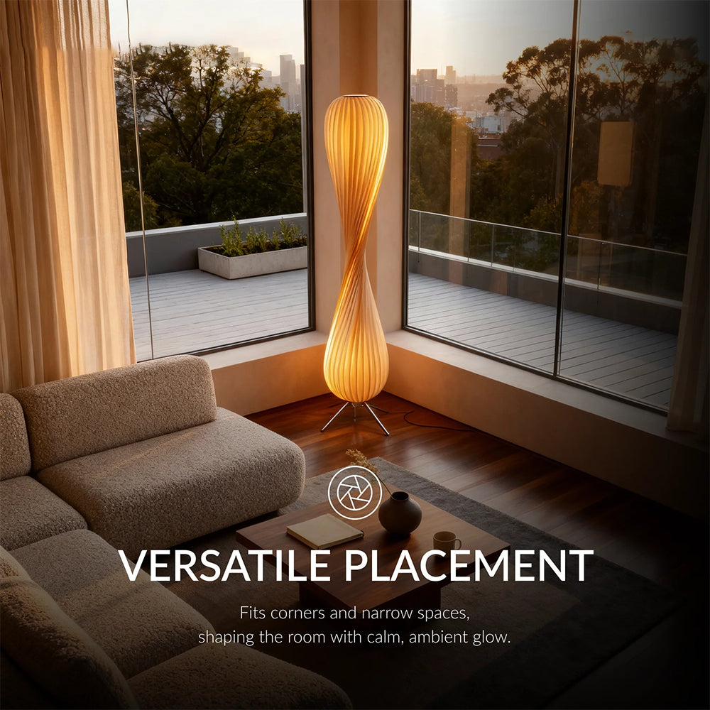 Wooden Floor Lamp Sculptural Dimmable LED Floor Light