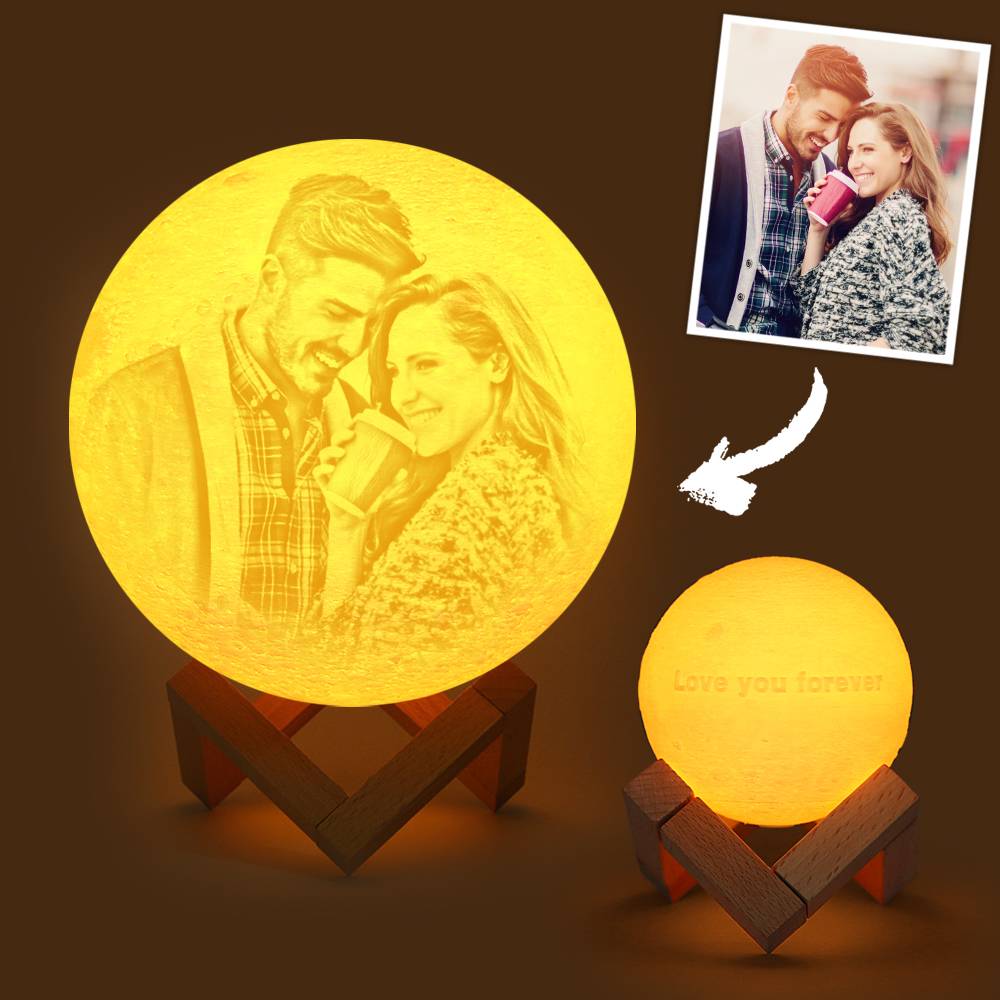 Custom Photo & Text Moon Lamp Luna Night Light – Personalized Birthday Anniversary Valentine's Day & Christmas Gift