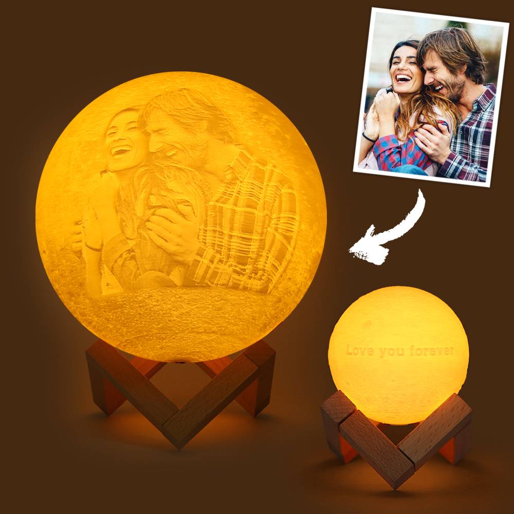 Custom Photo & Text Moon Lamp Luna Night Light – Personalized Birthday Anniversary Valentine's Day & Christmas Gift