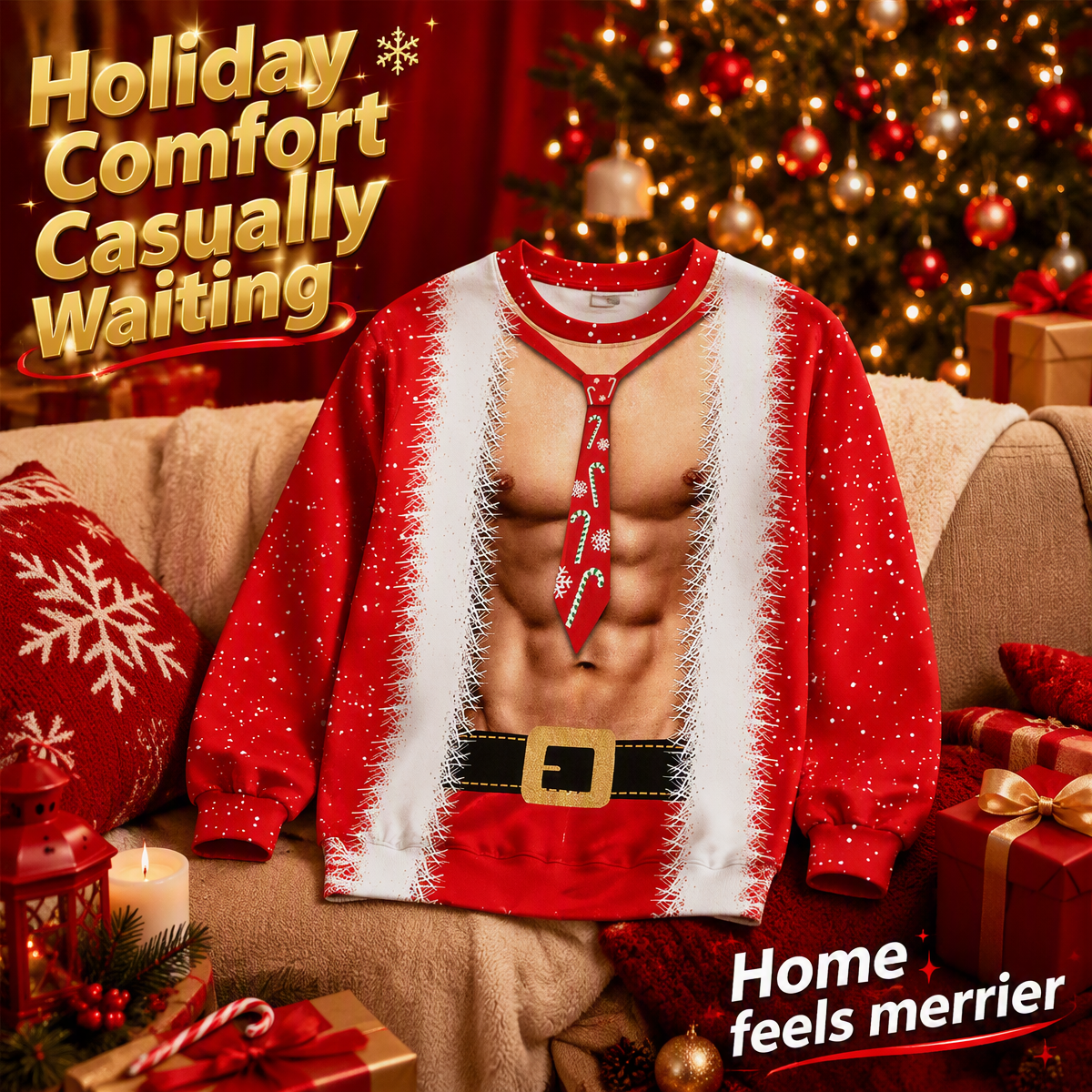 Funny Sexy Body Ugly Christmas Sweatshirt – Novelty Christmas Party Pullover, Hilarious Holiday Gift for Men & Women