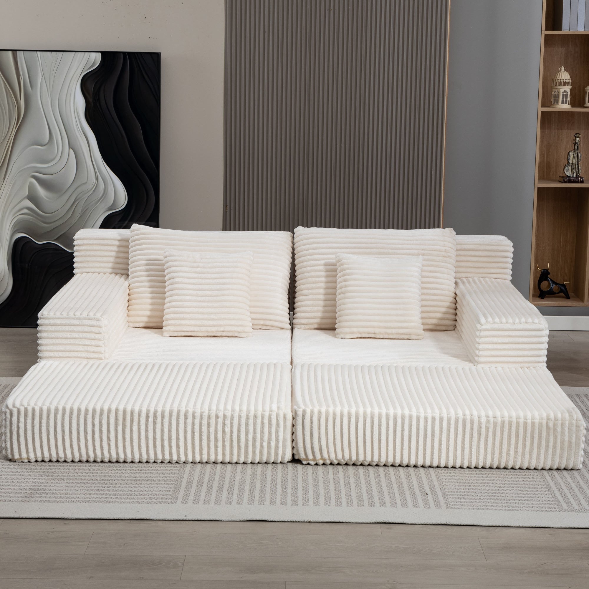 Double Lounge Chaise Cloud Plush Sofa Bed Upholstered Sleeper Loveseat