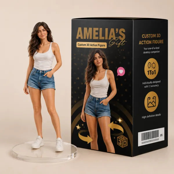 Custom Realistic 3D Figurine from Photo with Display Box Personalized Full Body Figure