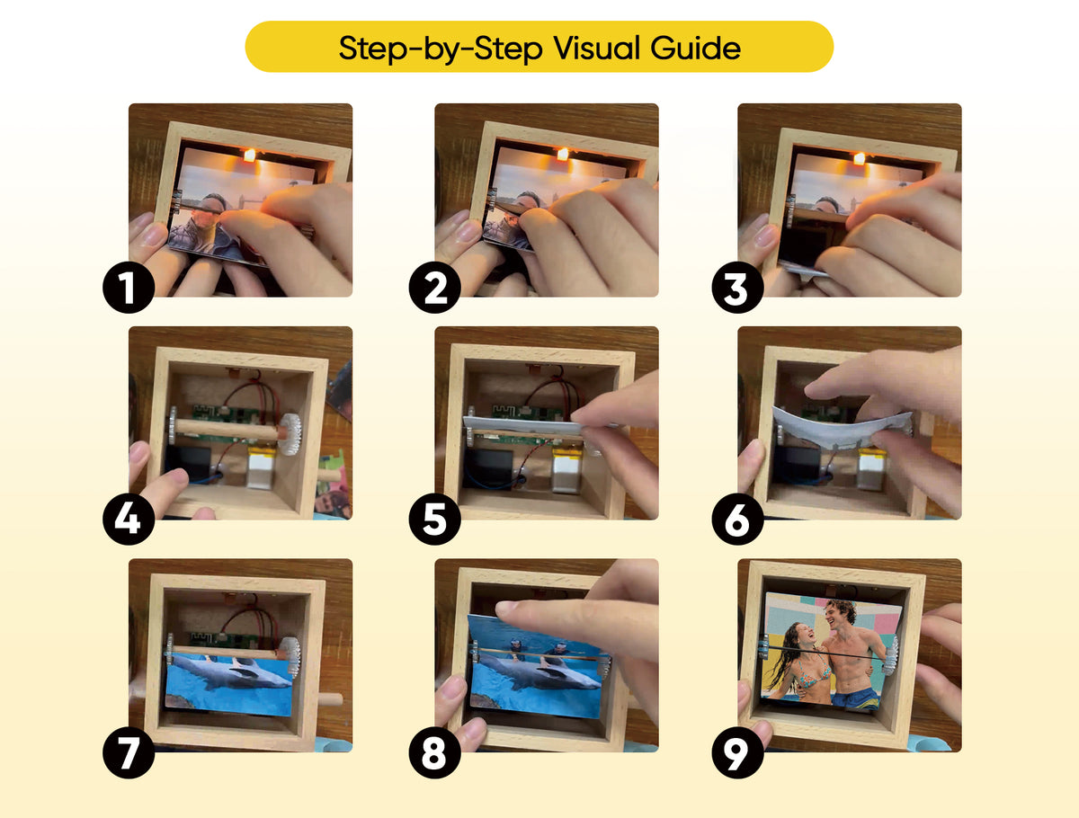 Custom Photo Flipbook Frame Animation Machine Hand-cranked Detachable Photos Flipbook Box Photo Album with Light Anniversary Gifts