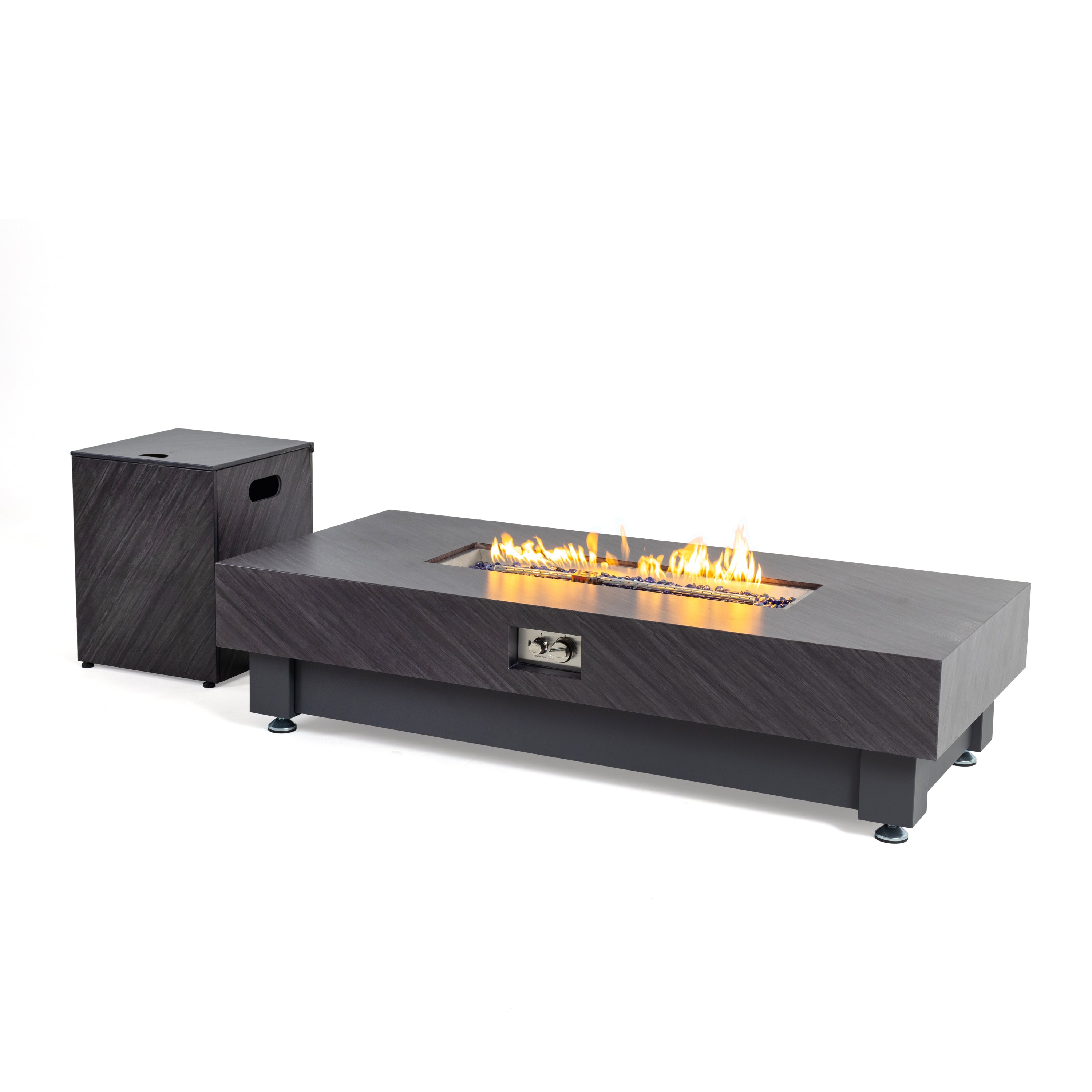60in Stone Outdoor Gas Fire Pit Table Rectangular Patio Heater