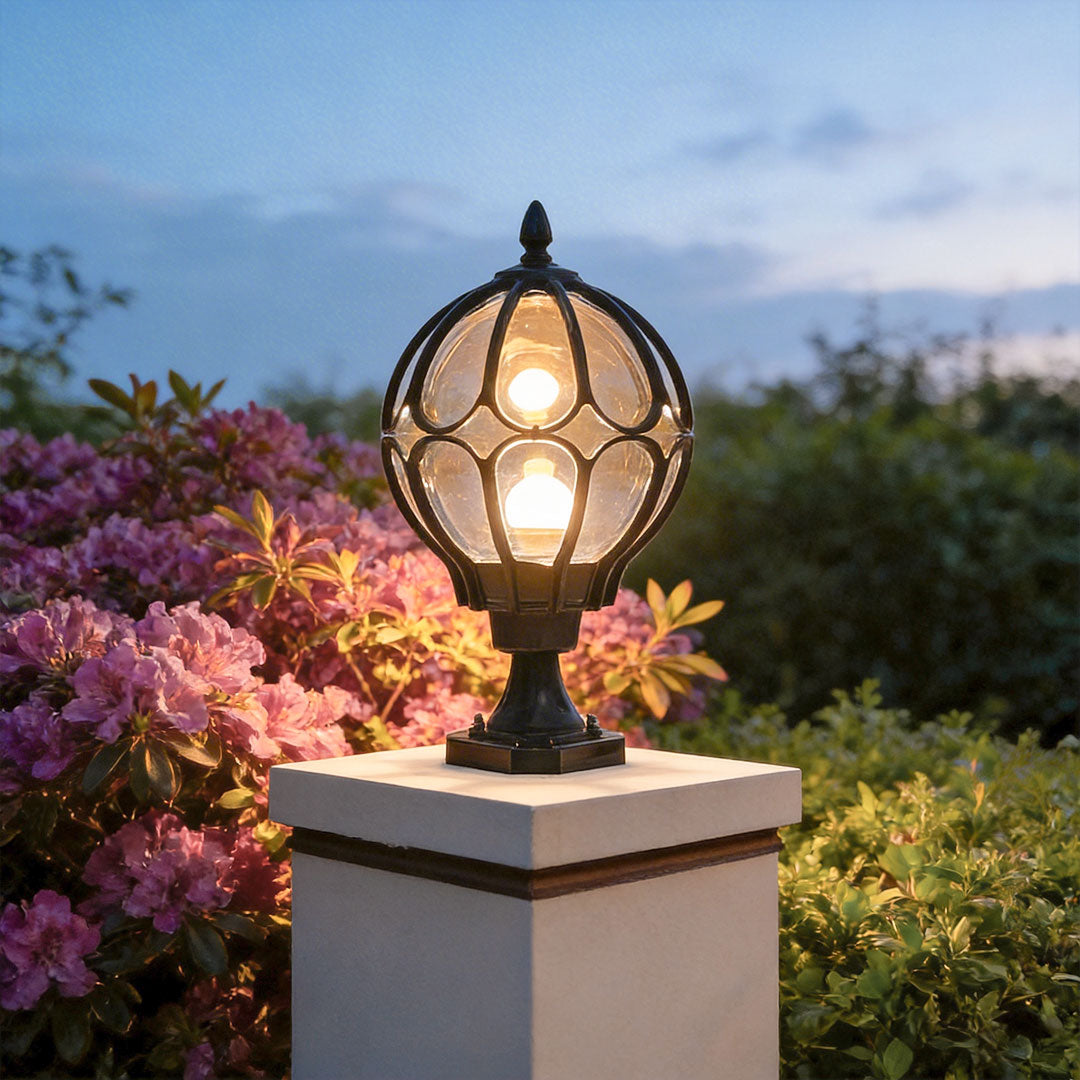 Outdoor Globe Pillar Lights Retro Glass Globe Copper Fence Post Light - product image 5