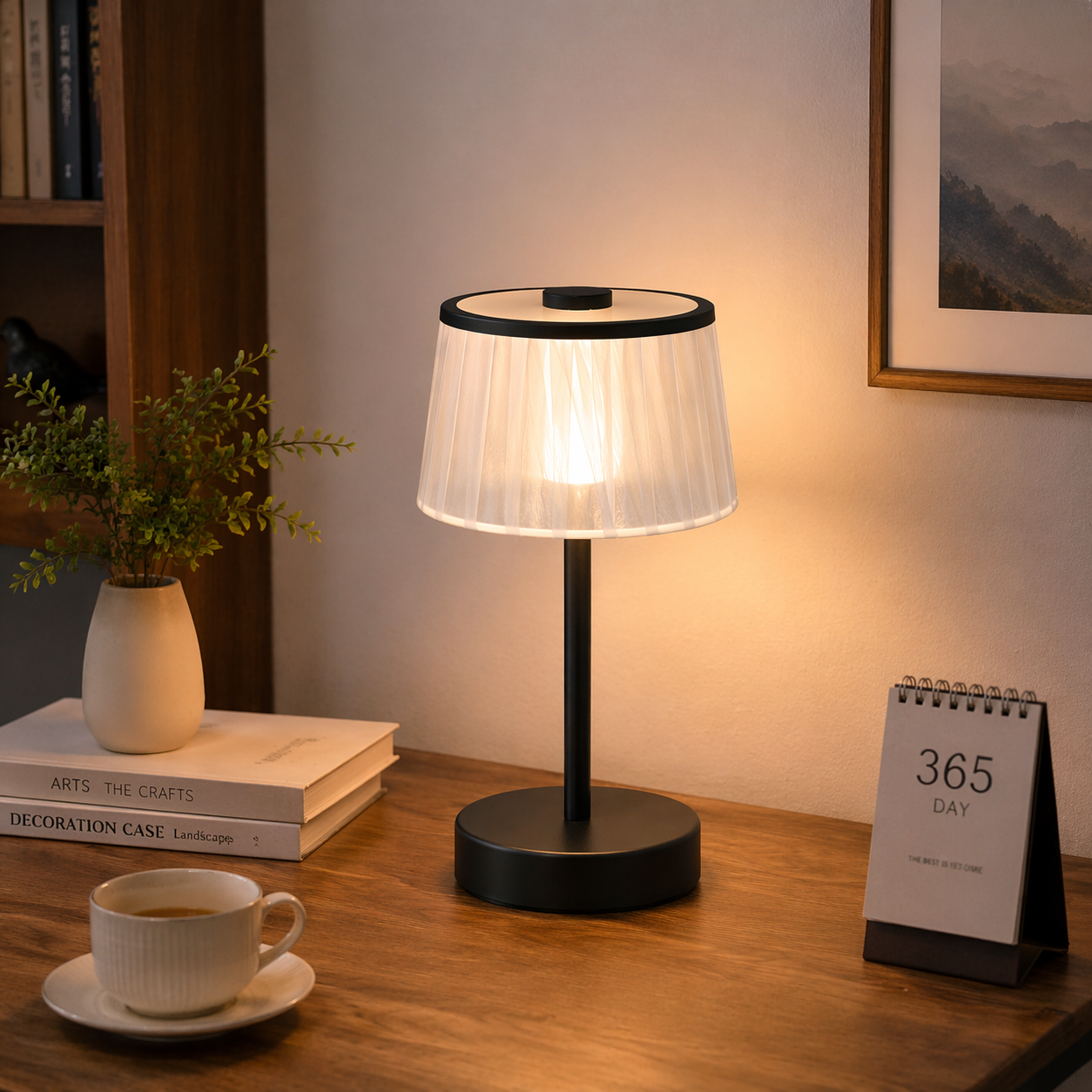 Minimalist Fabric Accent Table Lamp with USB Charging