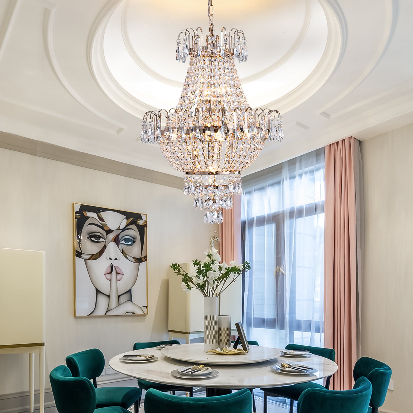 Gold Crystal Chandelier Luxury Ceiling Light