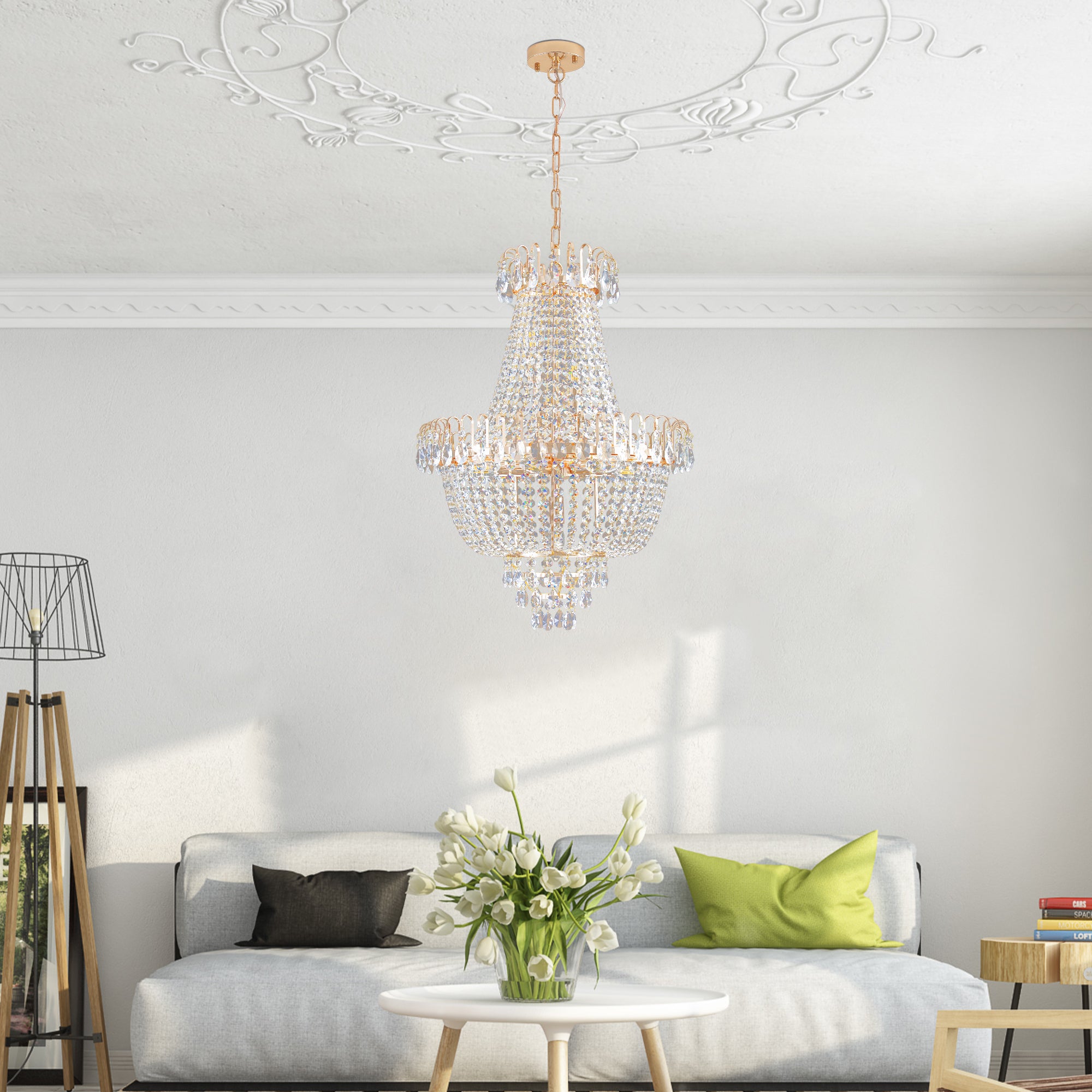 Luxury Gold Crystal Chandelier Ceiling Light