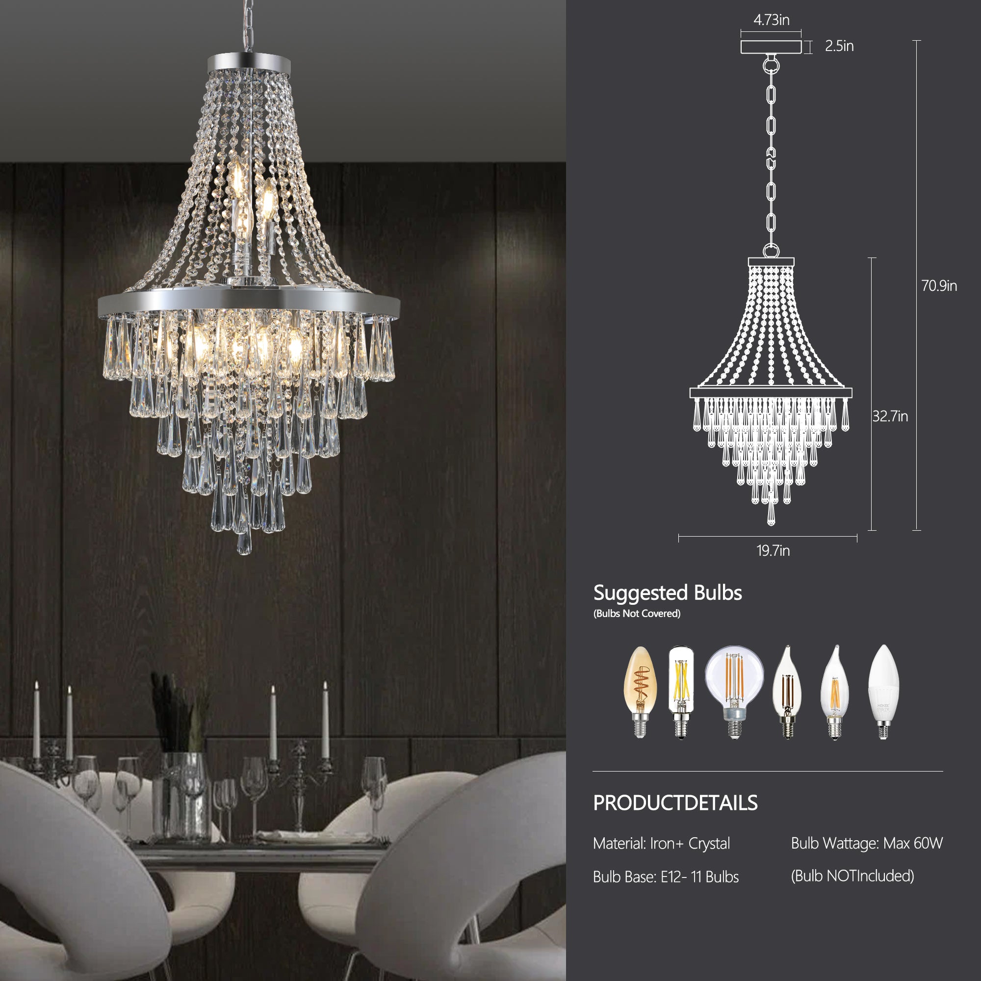 Luxury Chrome Crystal Chandelier