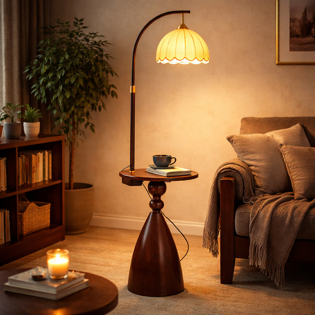 Vintage Lotus Shape Wabi Sabi Floor Lamp