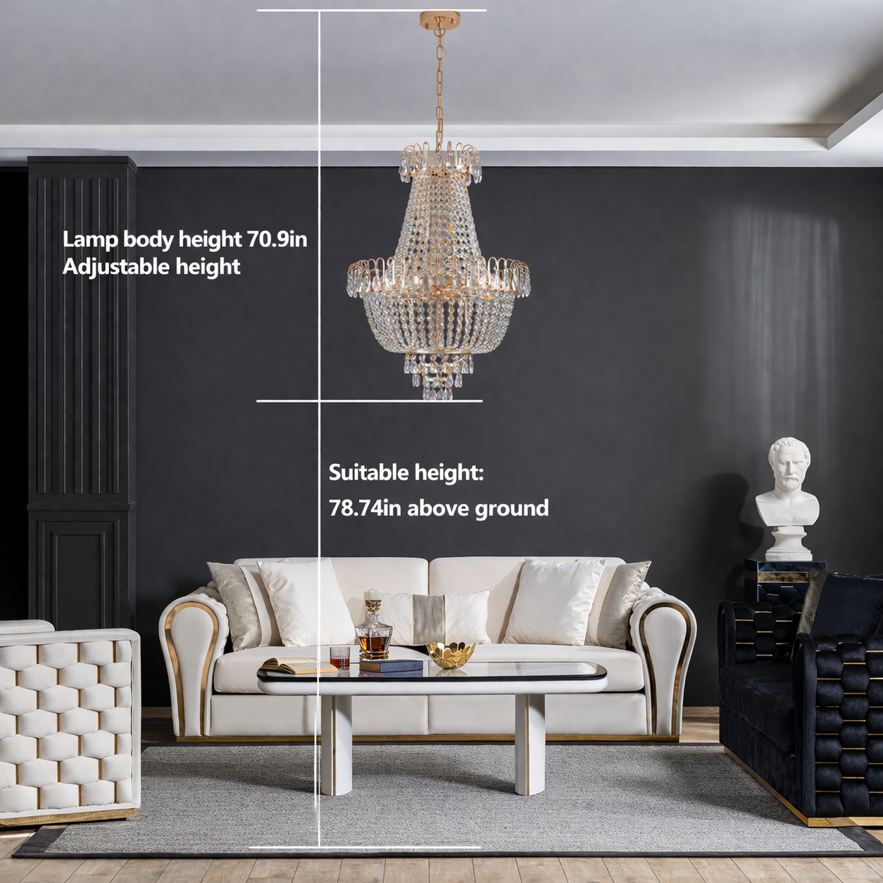Luxury Gold Crystal Chandelier Ceiling Light