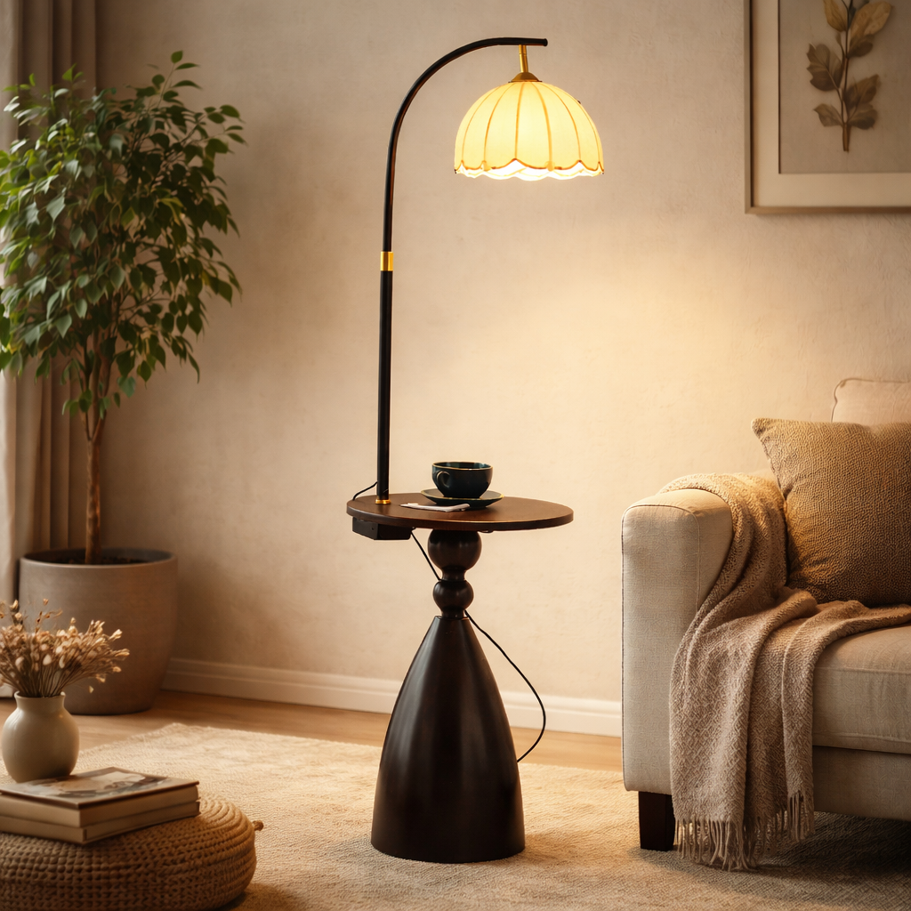 Vintage Lotus Shape Wabi Sabi Floor Lamp