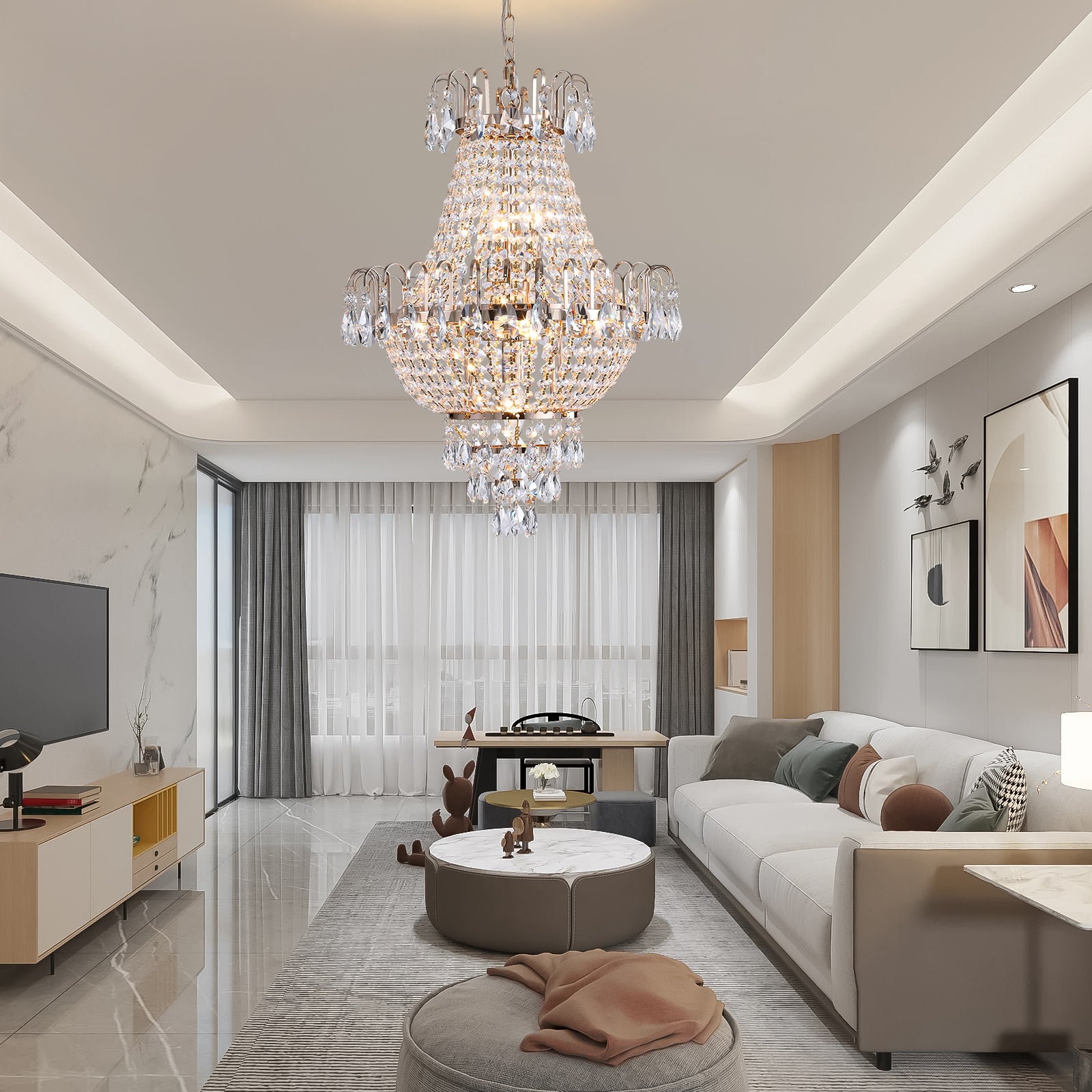 Gold Crystal Chandelier Luxury Ceiling Light
