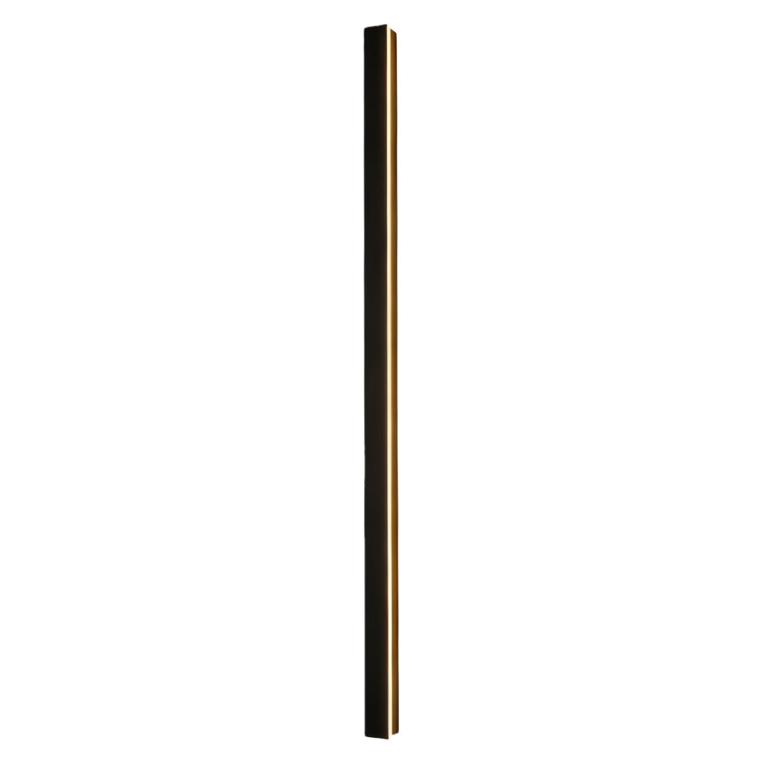 Double vertical linear outdoor wall sconce, providing symmetrical and warm lighting for modern interior spaces.