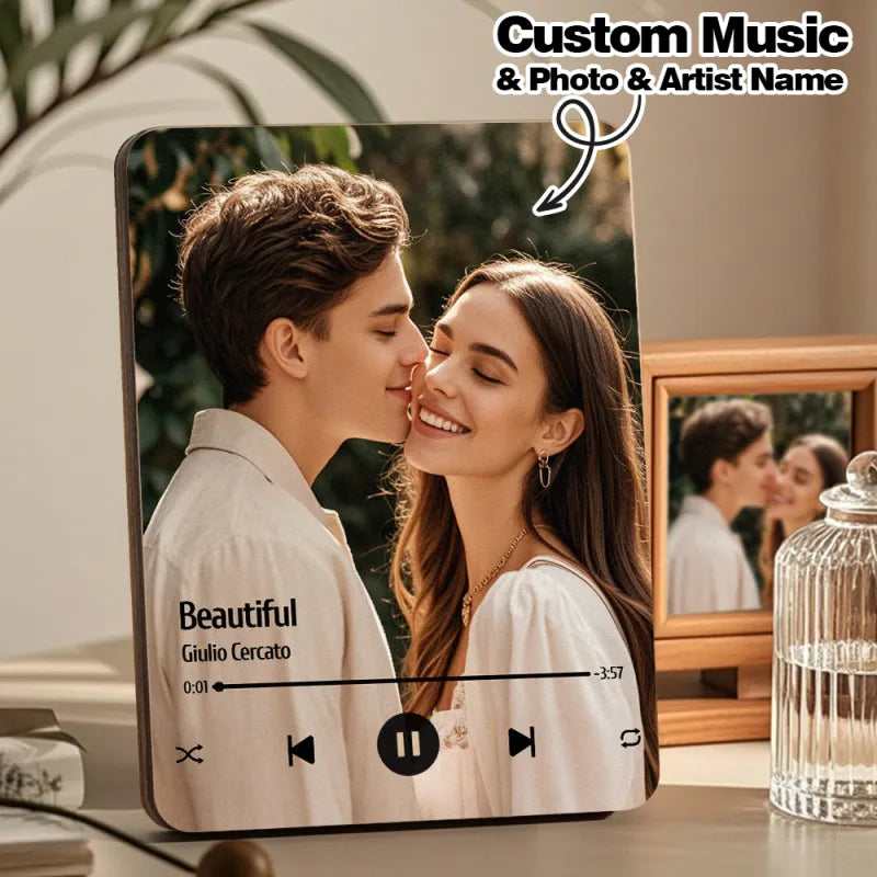 Custom Music Photo Frame That Plays Music Without Cell Phone Wooden Music Record Player Wedding Anniversary Gifts
