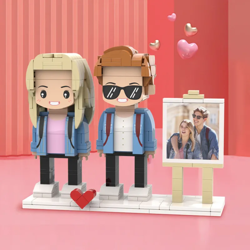 Full Body Customizable 2 People Photo Frame Custom Cute Brick Figures Small Particle Block Gifts for Him