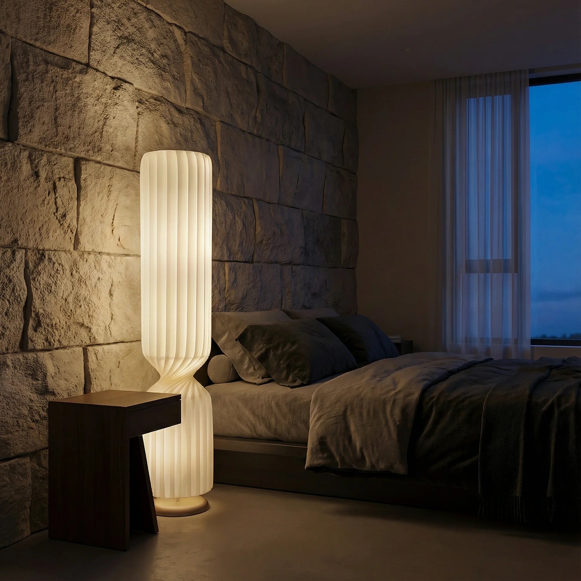 Nordic Minimalist Wabi Sabi Silk Floor Lamp Living Room Home Decor LED Standing Light