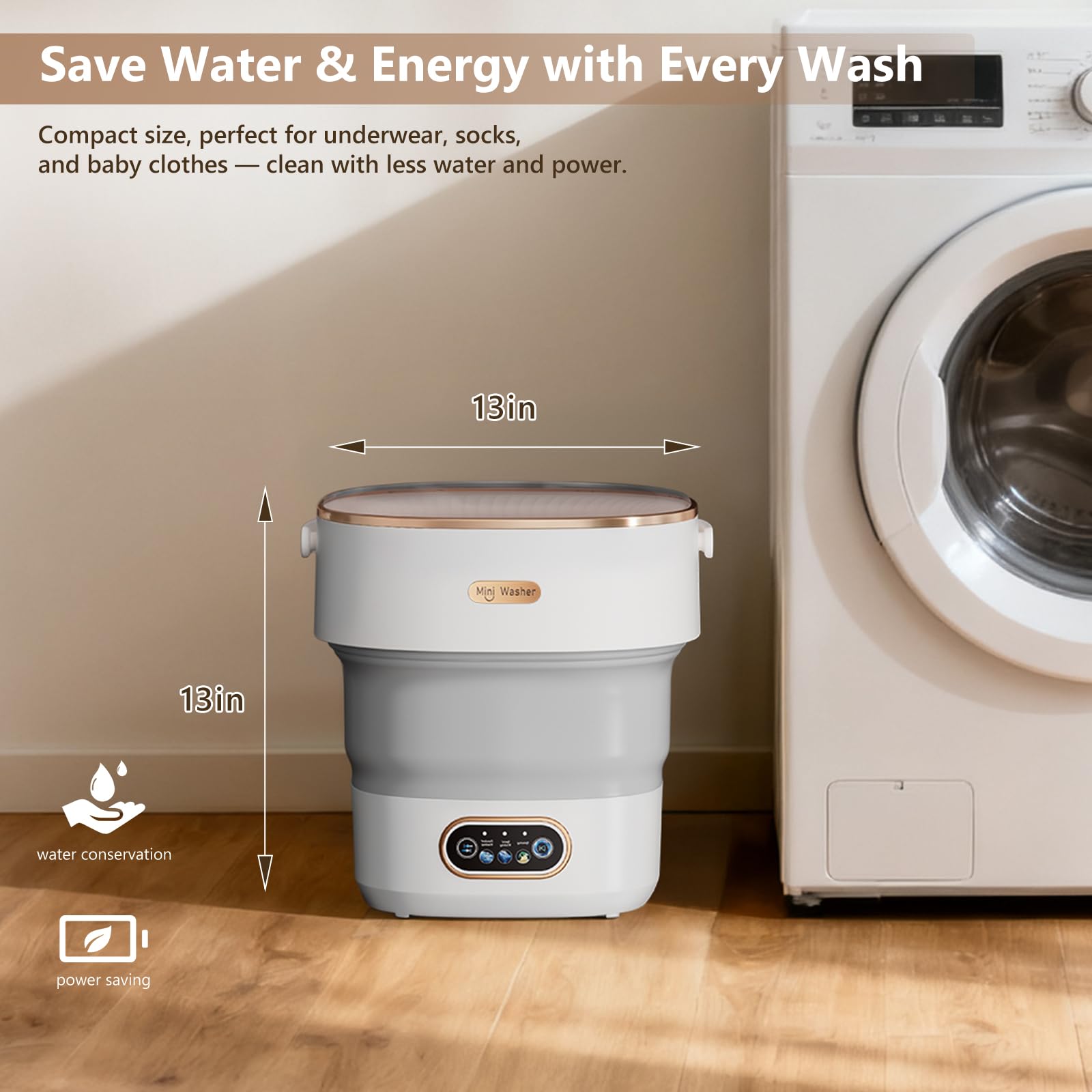 Compact Portable Washing Machine 13L – Foldable Washer for Small Apartments & Travel