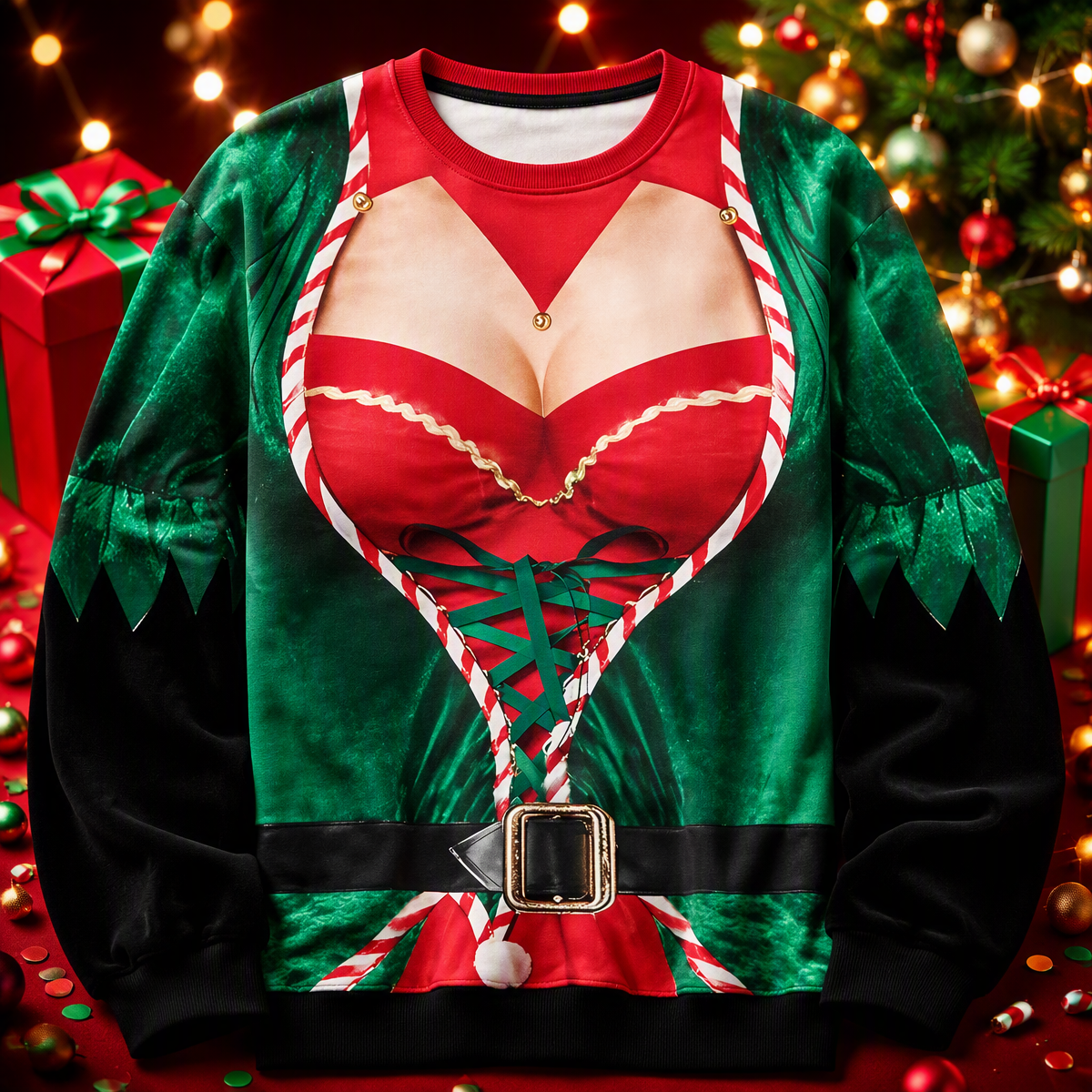 Funny Sexy Body Ugly Christmas Sweatshirt – Novelty Christmas Party Pullover, Hilarious Holiday Gift for Men & Women