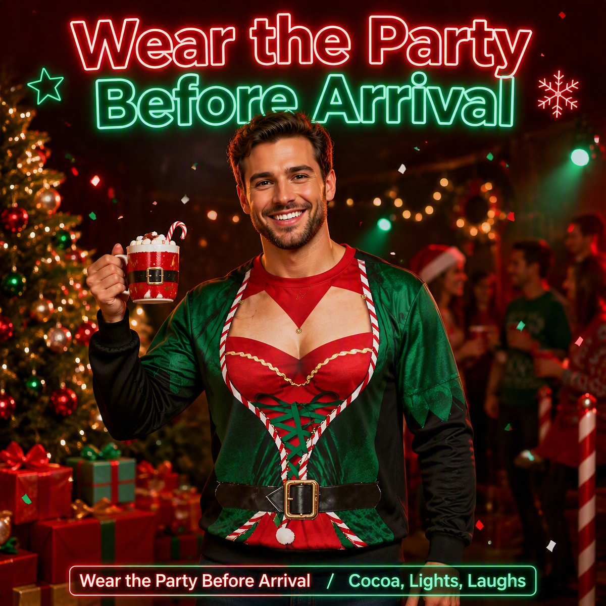 Funny Sexy Body Ugly Christmas Sweatshirt – Novelty Christmas Party Pullover, Hilarious Holiday Gift for Men & Women
