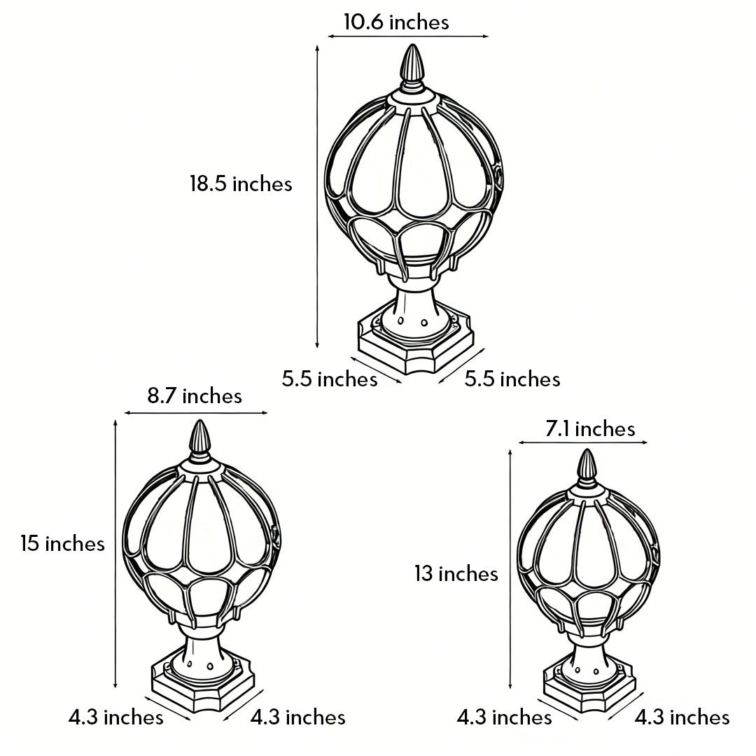 Outdoor Globe Pillar Lights Retro Glass Globe Copper Fence Post Light - product image 13