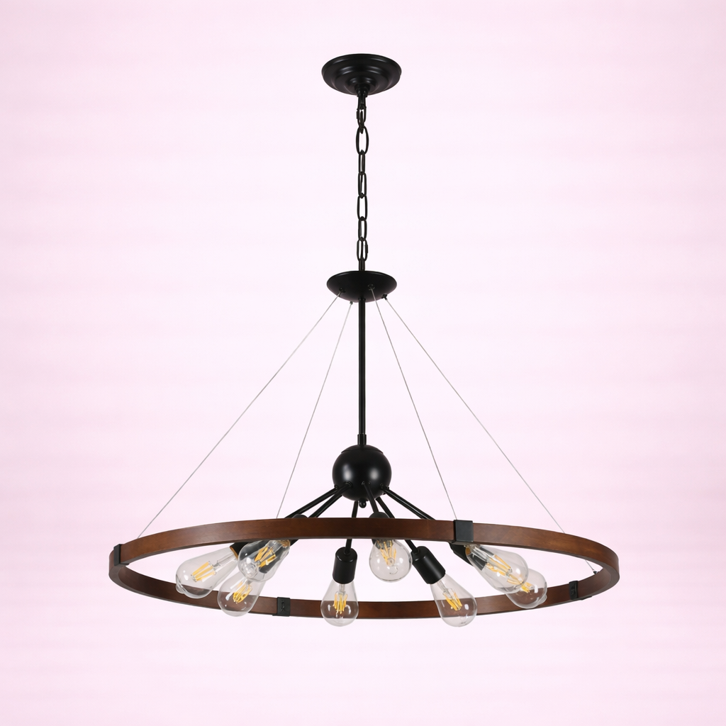 Vintage Industrial Rust Iron Round Chandelier