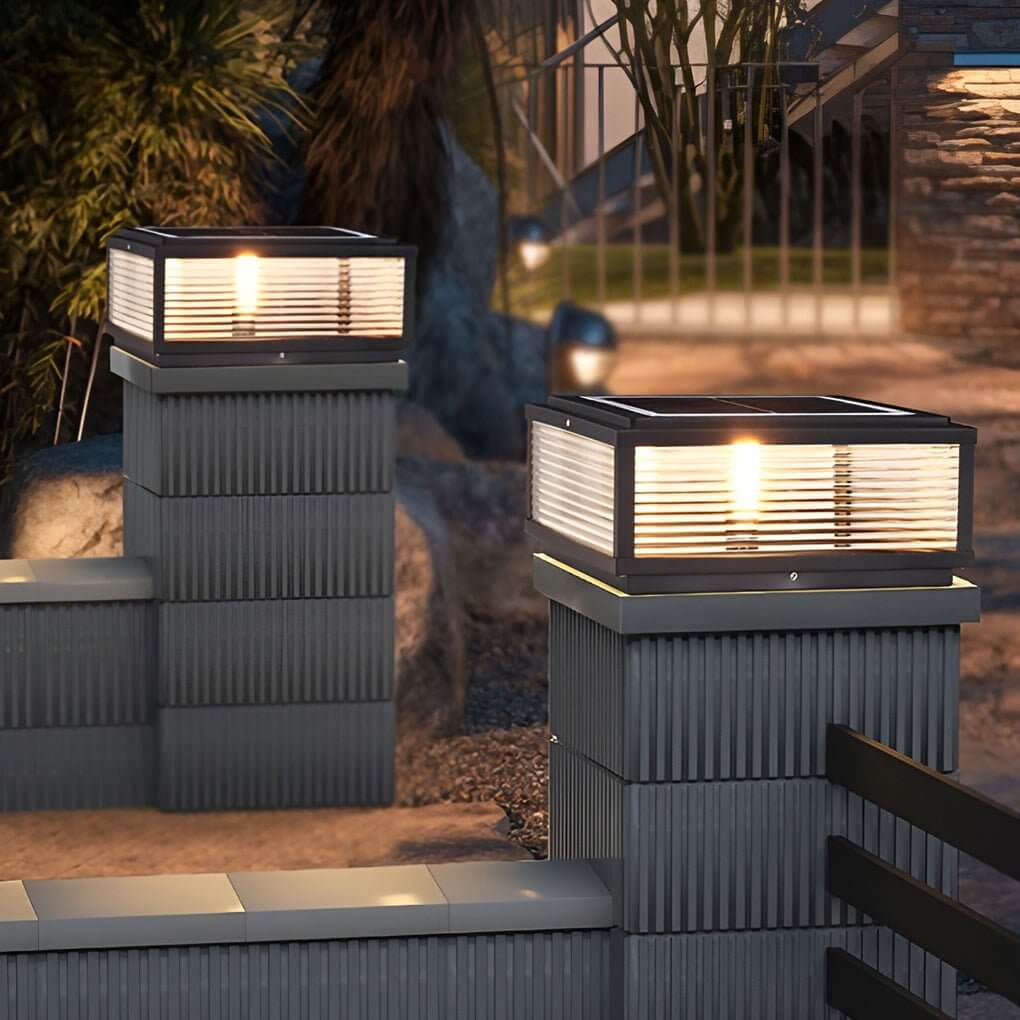 Square Pillar Light Ribbed Glass Outdoor Metal Light - product image 20