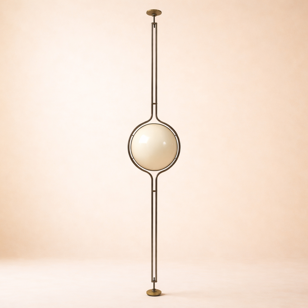 Airayvis Cream Orb Floor to Ceiling Lamp – Soft Ambient Light for Living Room and Bedroom