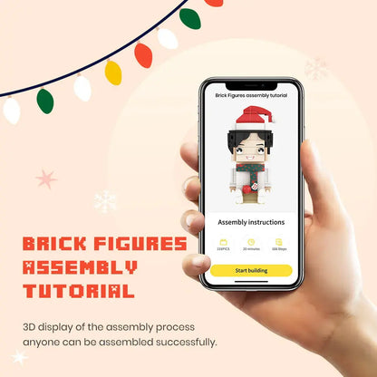 Full Body Customizable 2 People Cute Brick Figures Personalized Brick Figures with Dog Small Particle Block Toy