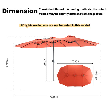 Large Solar-Powered Patio Umbrella with LED Lights – Double Canopy Outdoor Shade