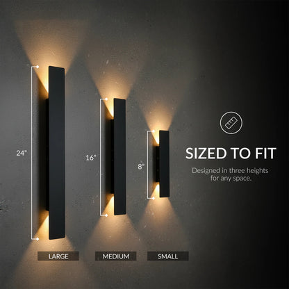Black Linear Exterior Wall Sconces Modern Porch Patio Light Fixture Waterproof Outdoor Wall Lights