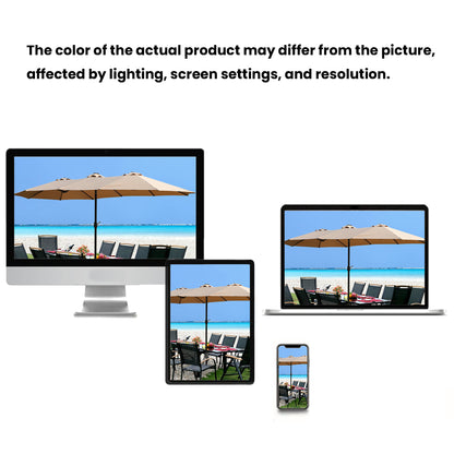 Large Solar-Powered Patio Umbrella with LED Lights – Double Canopy Outdoor Shade