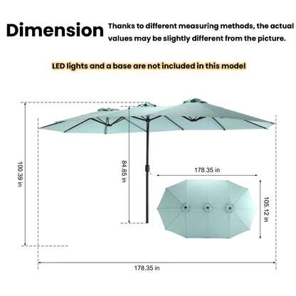 Large Solar-Powered Patio Umbrella with LED Lights – Double Canopy Outdoor Shade