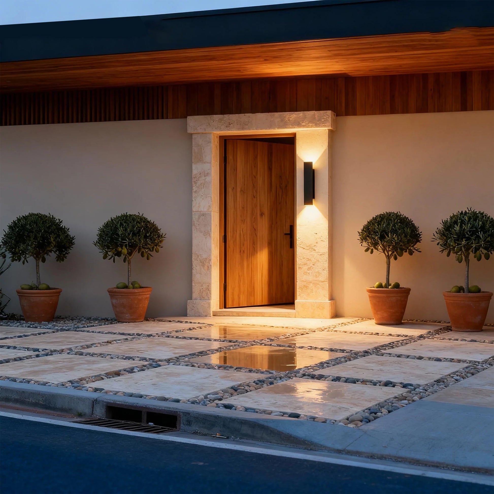 Black Linear Exterior Wall Sconces Modern Porch Patio Light Fixture Waterproof Outdoor Wall Lights