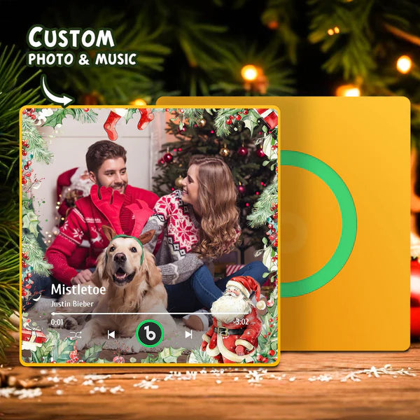 FridgeBeats Framed Custom Family Photo Music Fridge Magnet Christmas Gifts for Family Personalized Music Magnets Can Play Songs