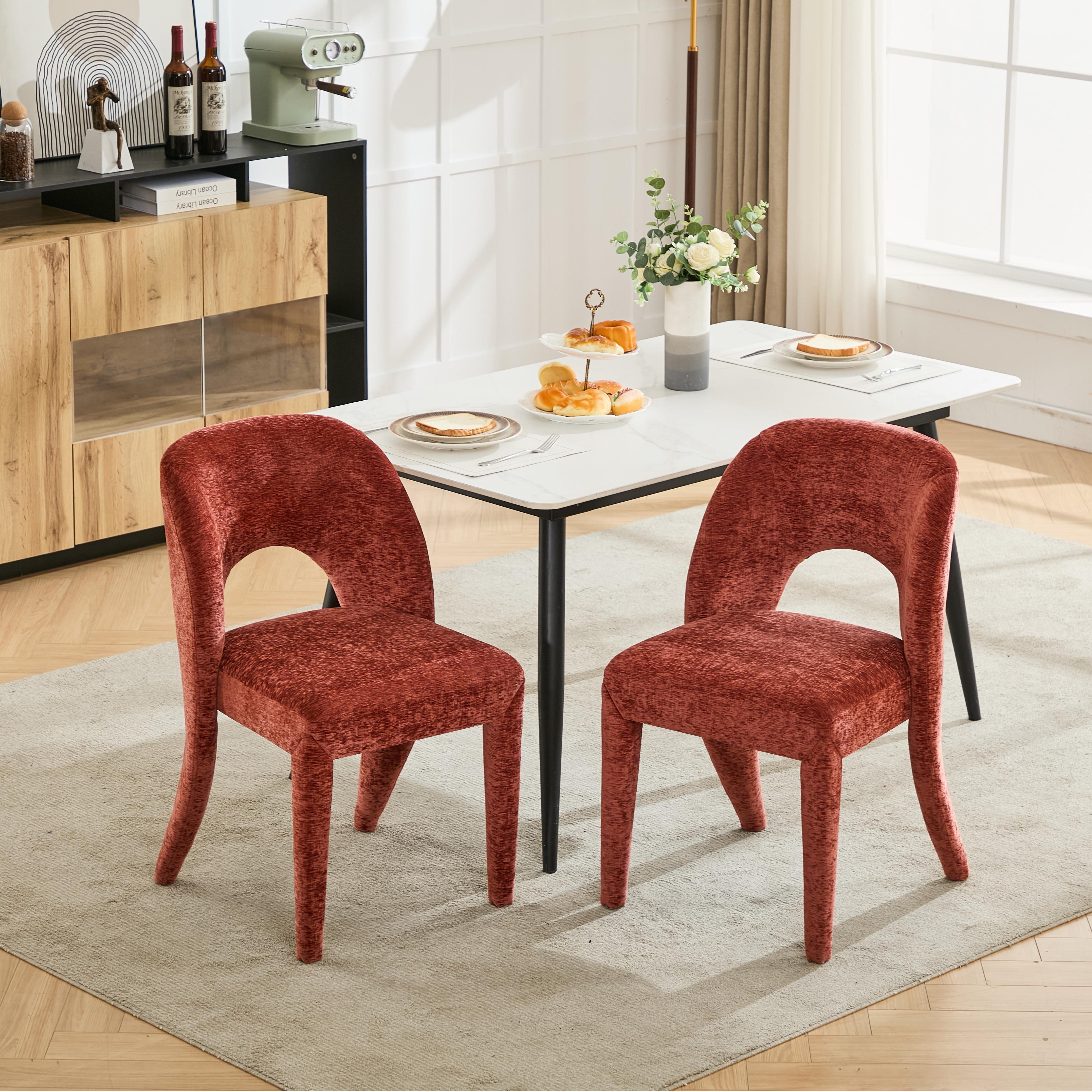 Set of 2 Dining Chairs Features a Hollowed-Out backrest Design for Restaurant Kitchens