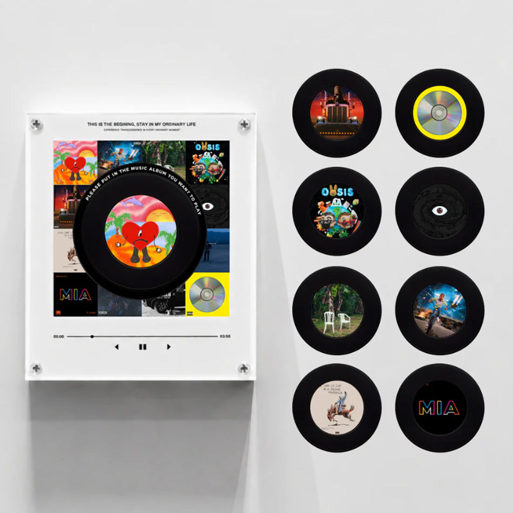 Custom Mini Vinyl Record Player with 9 Magnetic Discs, Personalized Music Gift for Couples, Anniversary Memories