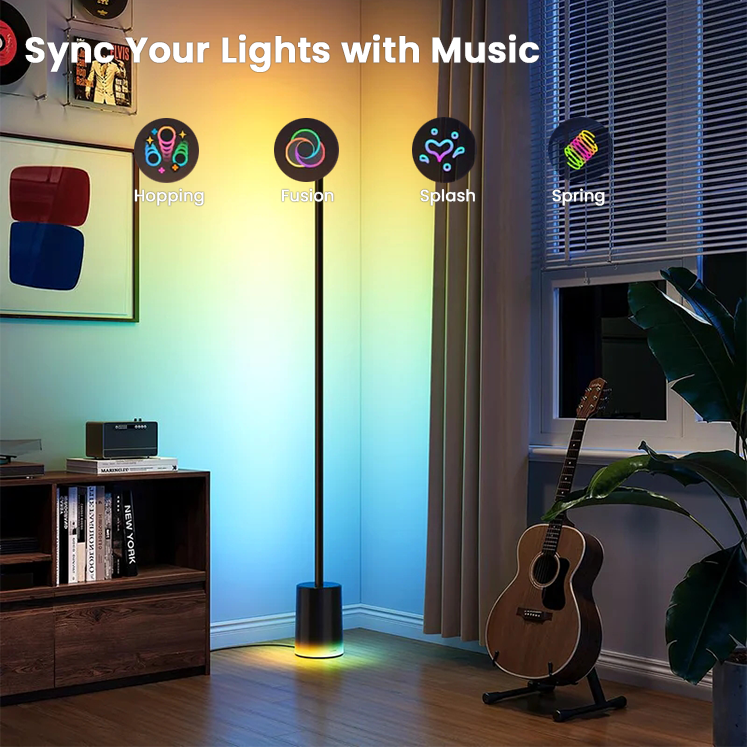 Smart RGBIC Floor Lamp with App & Voice Control for Living Room