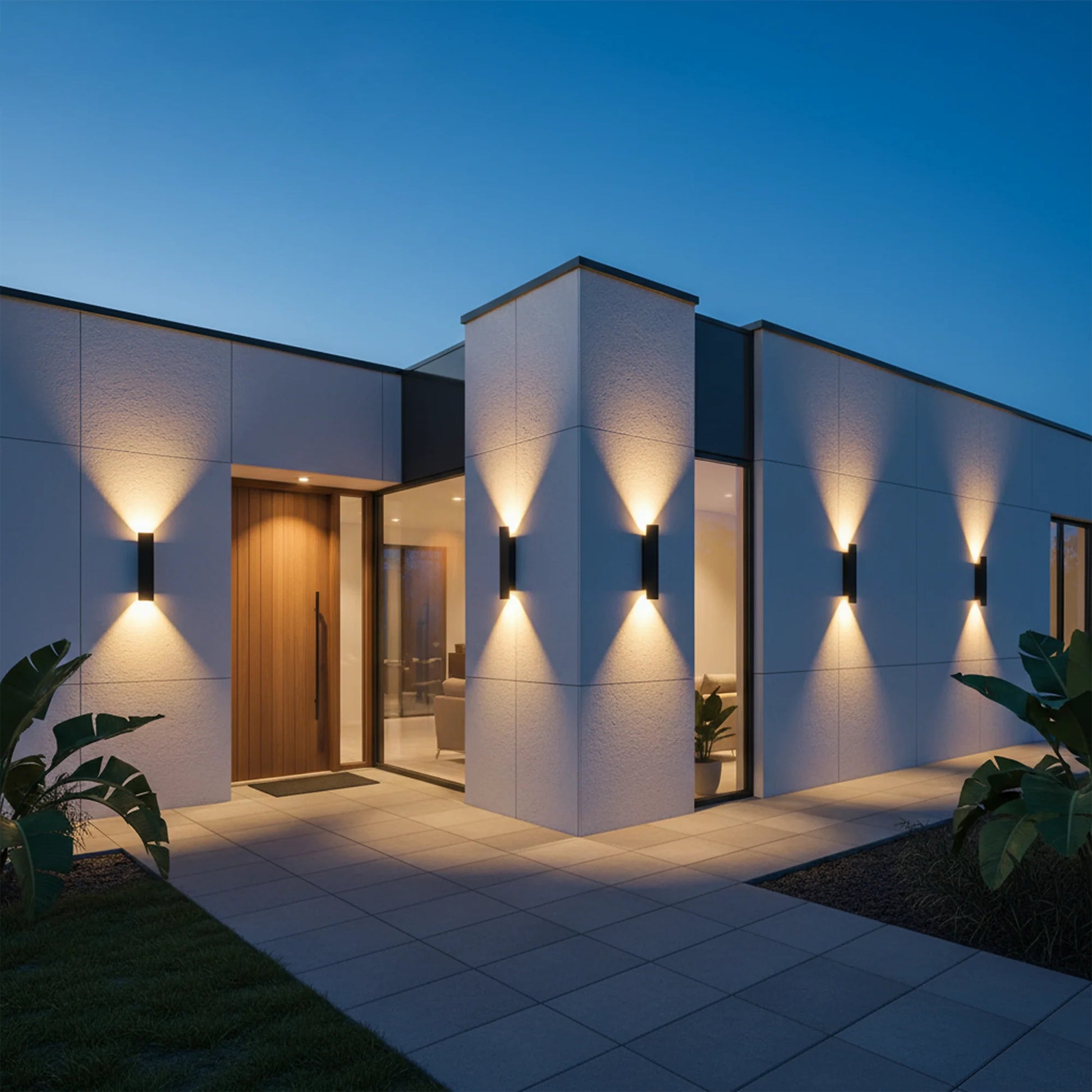 Black Linear Exterior Wall Sconces Modern Porch Patio Light Fixture Waterproof Outdoor Wall Lights