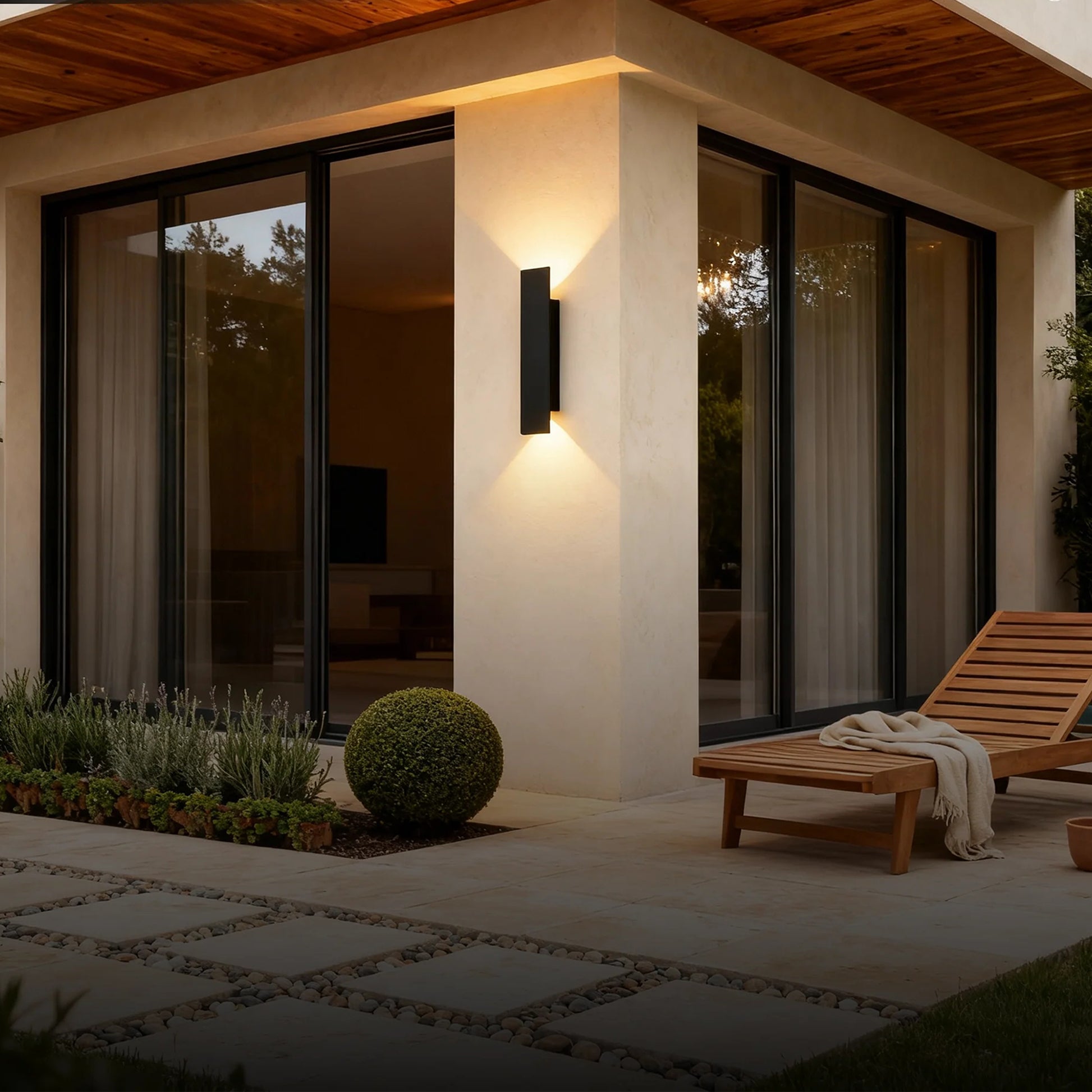 Black Linear Exterior Wall Sconces Modern Porch Patio Light Fixture Waterproof Outdoor Wall Lights