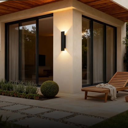 Black Linear Exterior Wall Sconces Modern Porch Patio Light Fixture Waterproof Outdoor Wall Lights