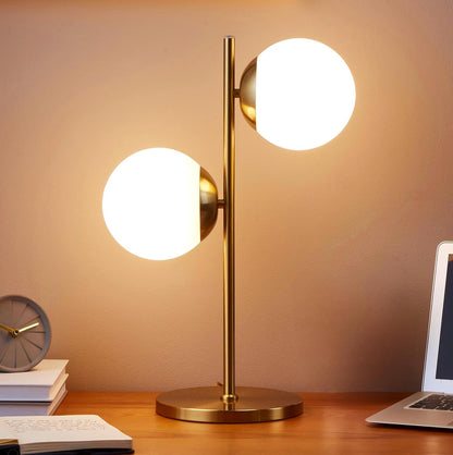 Sphere Table Lamp Contemporary Living Room Decor 2 LED Globe Lights USB Port