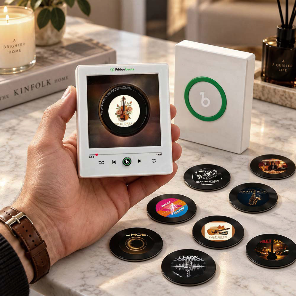 Personalized Photo Music Vinyl Fridge Magnet – Custom Record with Rotating Vinyl & LED Light, Unique Couple Memory Gift