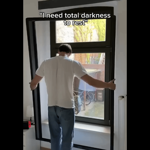 SleepGuard magnetic frame attaching to window — no-drill installation GIF