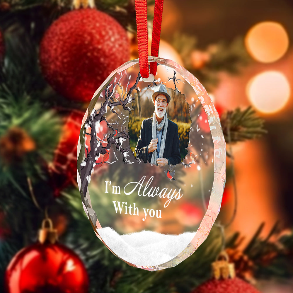 Personalized Photo & Text Glass Christmas Ornament – Custom Holiday Decoration & Memorial Gift