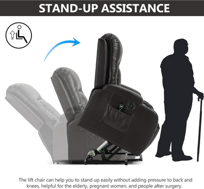 Power Lift Recliner Chair Heavy Duty Massage Heated USB Cup Holder